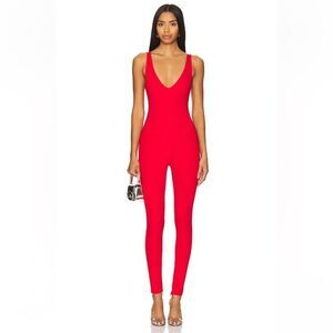Delfi Collective Isodora Jumpsuit Red Scarlet one piece stretch Revolve NWT S